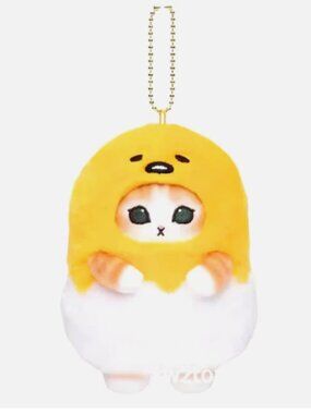 New Gudetama Mofusand Plush Cat Keychain Bag Fluffy Key Charm Yellow Toy Gift